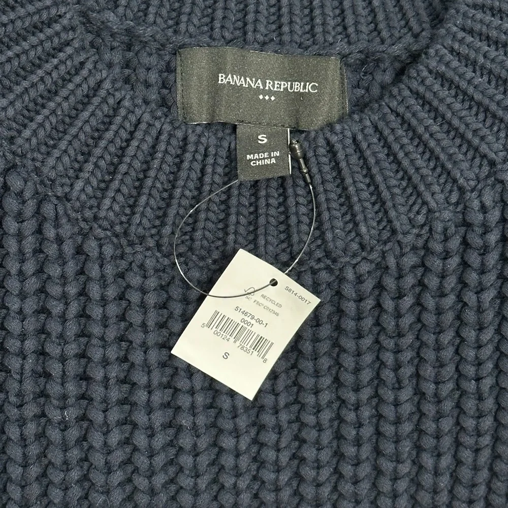 Banana Republic Chunky Knit Sweater Blue Size S NWT Fisherman Capsule Preppy